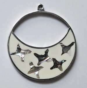 Vintage Alpaca Mexico Abalone Shell stars Silver Pendant